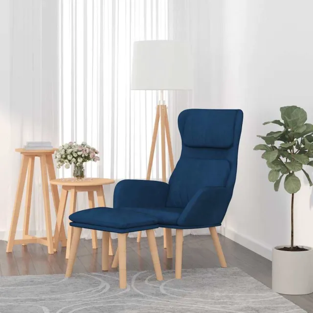 vidaXL Relaxstoel met voetenbank fluweel blauw