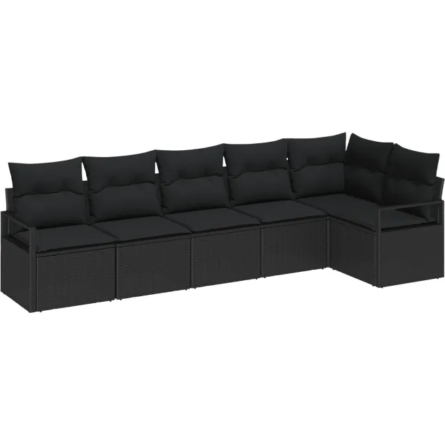 vidaXL Tuinbankenset 6 st Zwart poly rattan