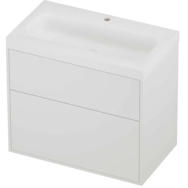 Proline Haga Badmeubelset Polystone Mezza 1 Kraangat Voor Grepen 80x46x73 cm Mat Wit Mat White