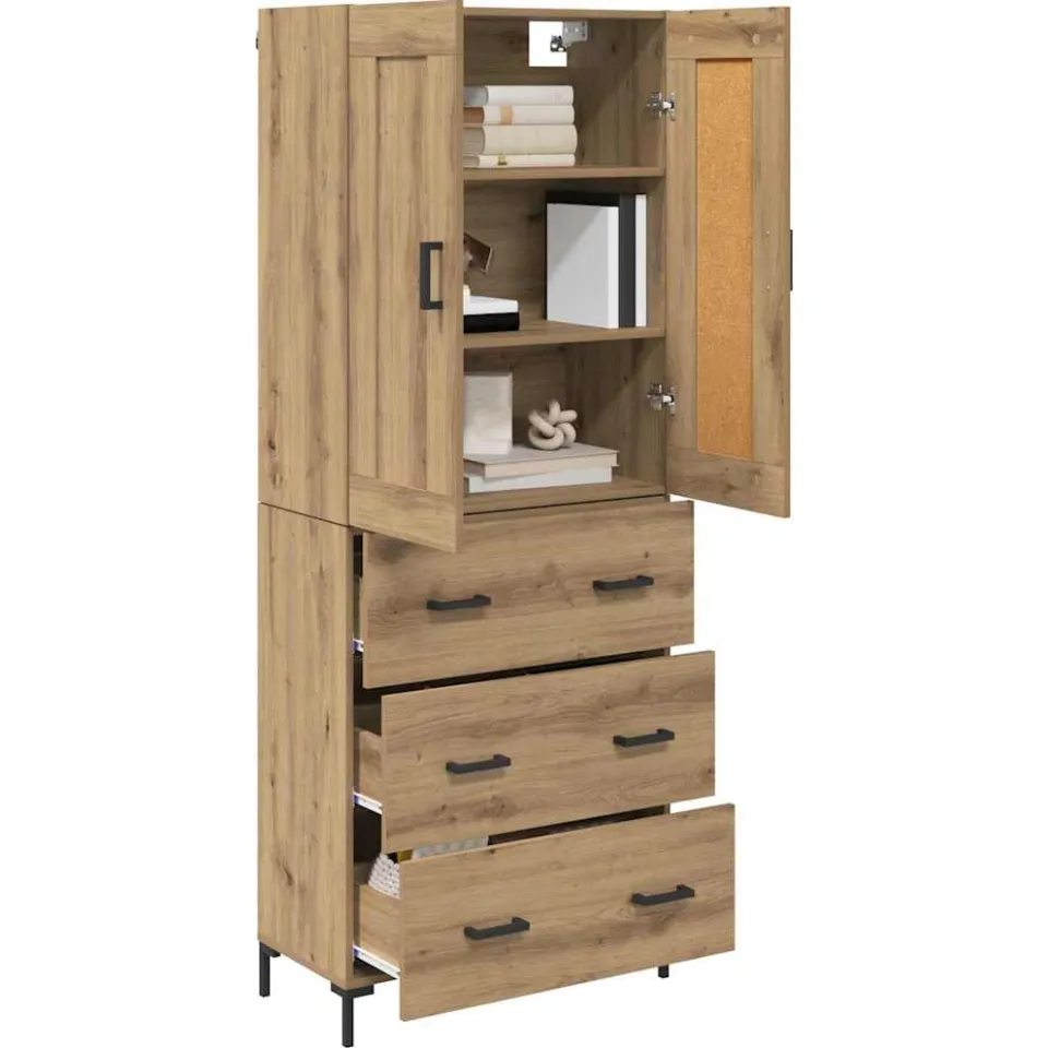 vidaXL Hoge kast 2 st Artisan Eiken 69,5 x 34 x 180 cm Bewerkt hout Bruin