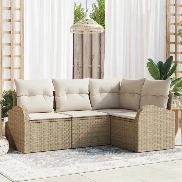 vidaXL Tuin Sofa Set 4 st Beige poly rattan