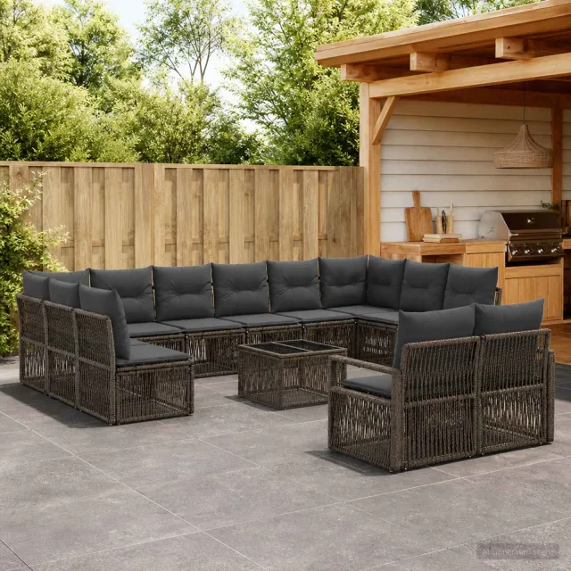 vidaXL Tuinbankenset 13 st Grijs poly rattan