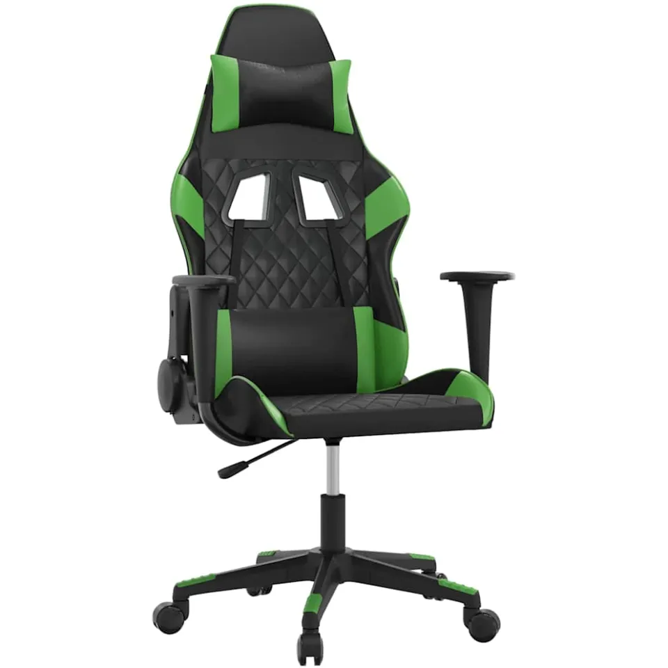 vidaXL Massage gamestoel kunstleer zwart en groen, foto 3