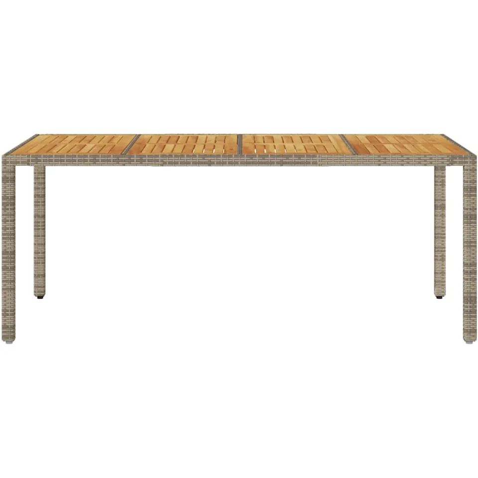 vidaXL Tuintafel met acaciahouten blad 190x90x75 cm poly rattan grijs, foto 4