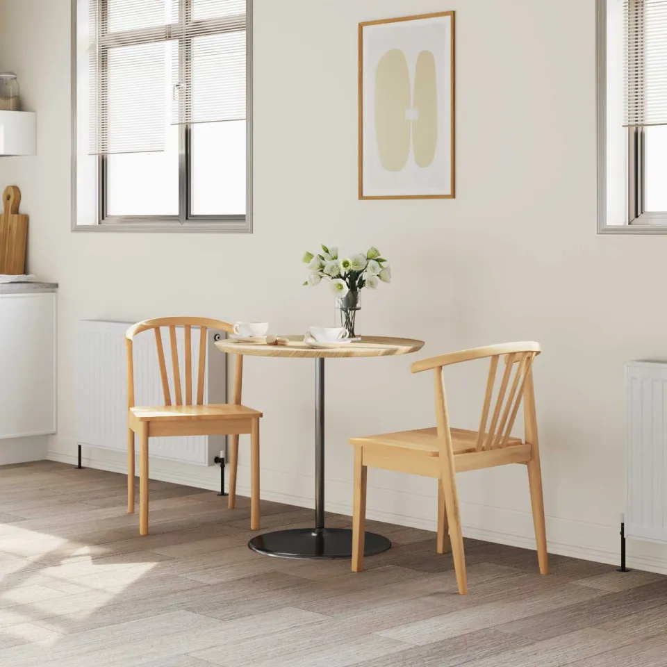 vidaXL Eetkamerstoel 2 st Massief Rubberhout Naturel 51 x 61 x 80,5 cm, foto 3