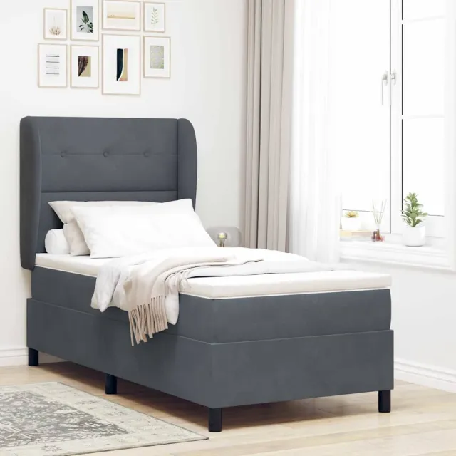 vidaXL Boxspringbed met hoofdeinde Donkergrijs 200 x 80 cm Fluweel