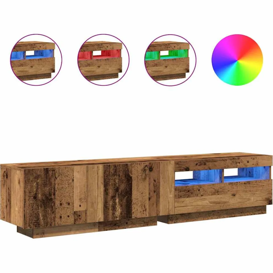 vidaXL Tv-meubel met LED 180x35x40 cm bewerkt hout oud hout bruin, foto 3