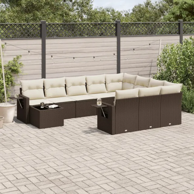 vidaXL 11-delige Loungeset met kussens poly rattan bruin, foto 2