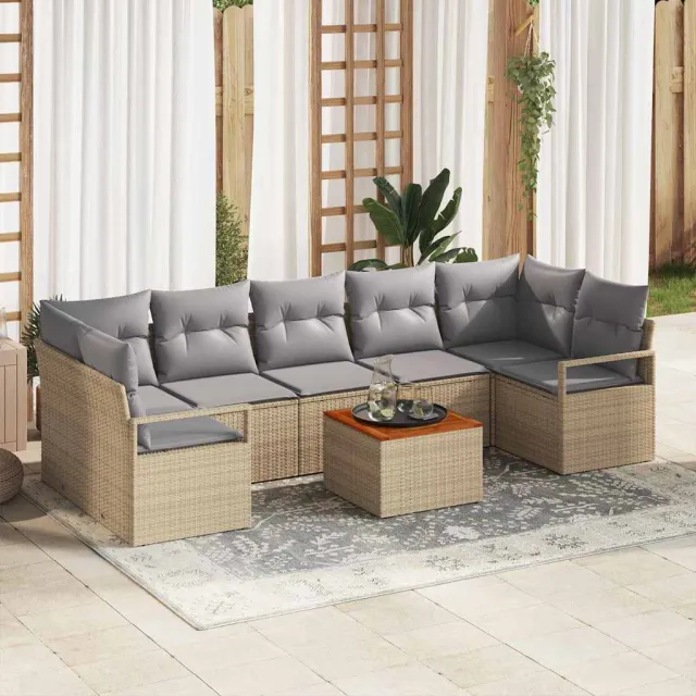 vidaXL Tuinbankenset 8 st Beige poly rattan, foto 2