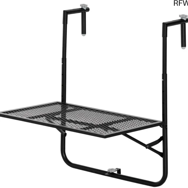 RFWR Balkontafel - Hangend, Inklapbaar & Hoogte Verstelbaar - Zwart - 60 x 60 x 57-72 cm