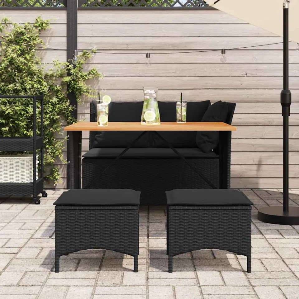 vidaXL 4-delige Tuinset met kussens poly rattan zwart, foto 3