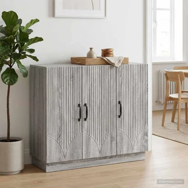 vidaXL Dressoir Grijs sonoma 89 x 34,5 x 77 cm Bewerkt hout, foto 2