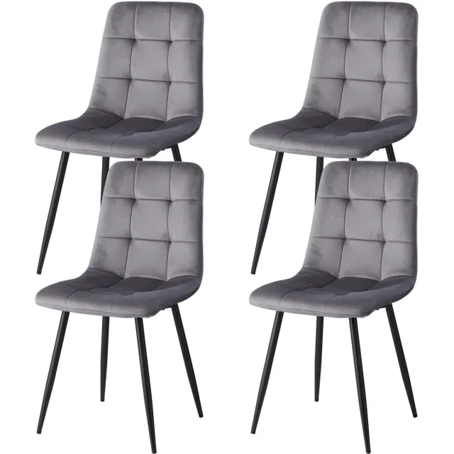 Lamor Eetkamerstoelen - Stoel - Stoelen - Eetkamerstoel - Ergonomische rugleuning - Gewatteerd - 43 x 44 x 89,5 cm - Tot 120 kg grijs
