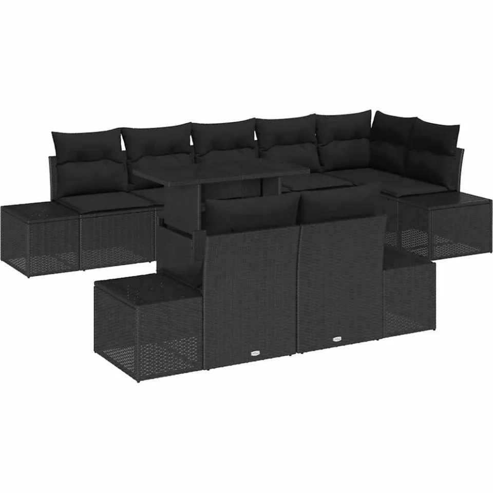 vidaXL Tuin Sofa Set 9 st Zwart poly rattan