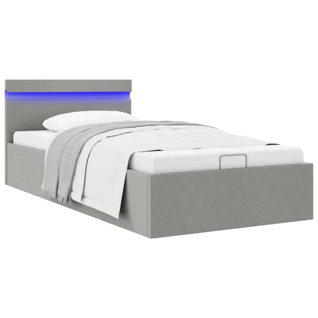 vidaXL Bedframe met opslag en LED stof lichtgrijs 100x200 cm