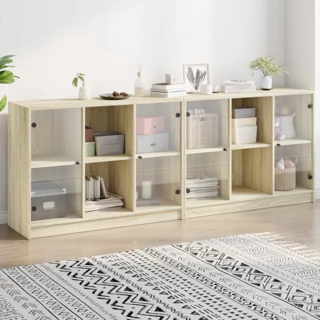 vidaXL Boekenkast met deuren 204x37x75 cm hout sonoma eikenkleurig Bruin