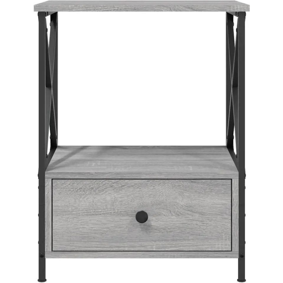 vidaXL Nachtkastjes 2 st 50x41x65 cm bewerkt hout grijs sonoma eiken, foto 4