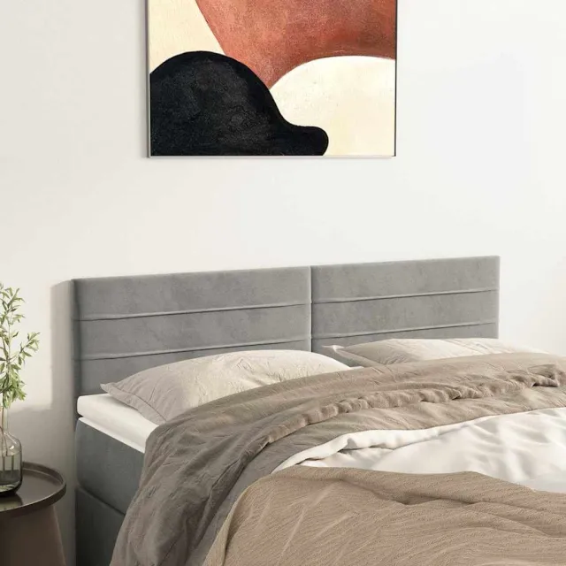 vidaXL Hoofdborden 144x5x78/88 cm fluweel lichtgrijs