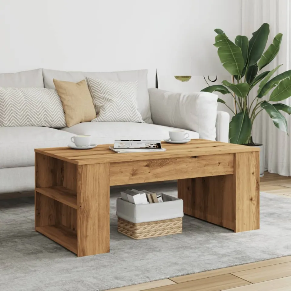 vidaXL Salontafel 102x55x42 cm bewerkt hout artisanaal eikenkleur, foto 2
