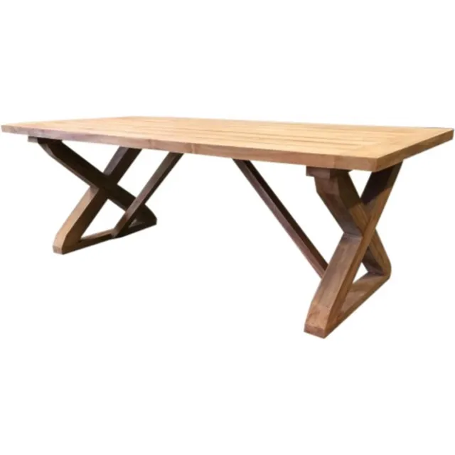 AVH-Outdoor Tuinmeubelen Minerva dining tuintafel 260x100XH77 cm teak geschoord Bruin / Terre