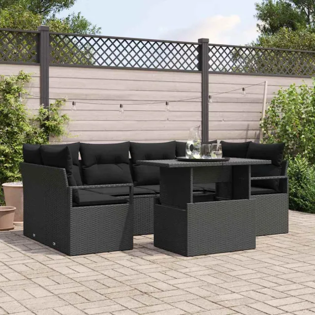 vidaXL Tuin Sofa Set 7 st Zwart Poly riet, foto 2