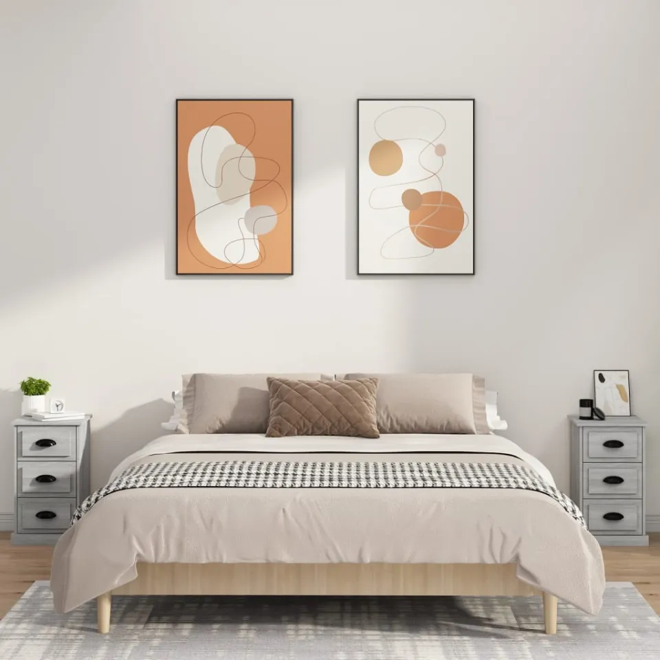 vidaXL Nachtkastje 39x39x67 cm bewerkt hout grijs sonoma eikenkleurig, foto 3