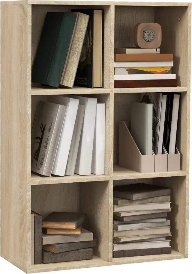 Corenia Boekenkasten - Boekenplank - Wandplank - Boekenplank - Opbergrek Organizer - 65,5x30x97,5 cm - 3-niveau - 6 Opbergvakken - voor slaapkamer kantoor - Wit