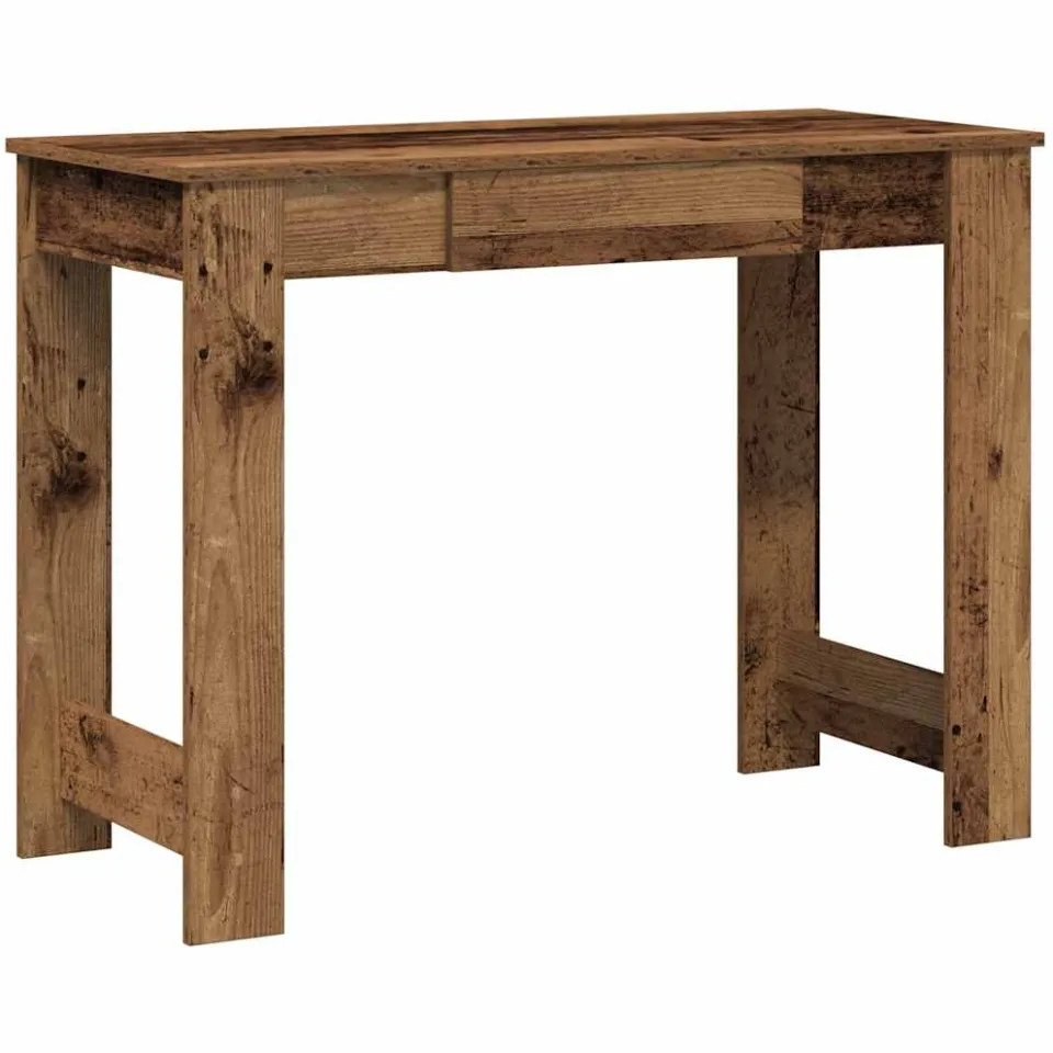 vidaXL Bureau 100x45x75 cm bewerkt hout oud houtkleurig bruin, foto 3