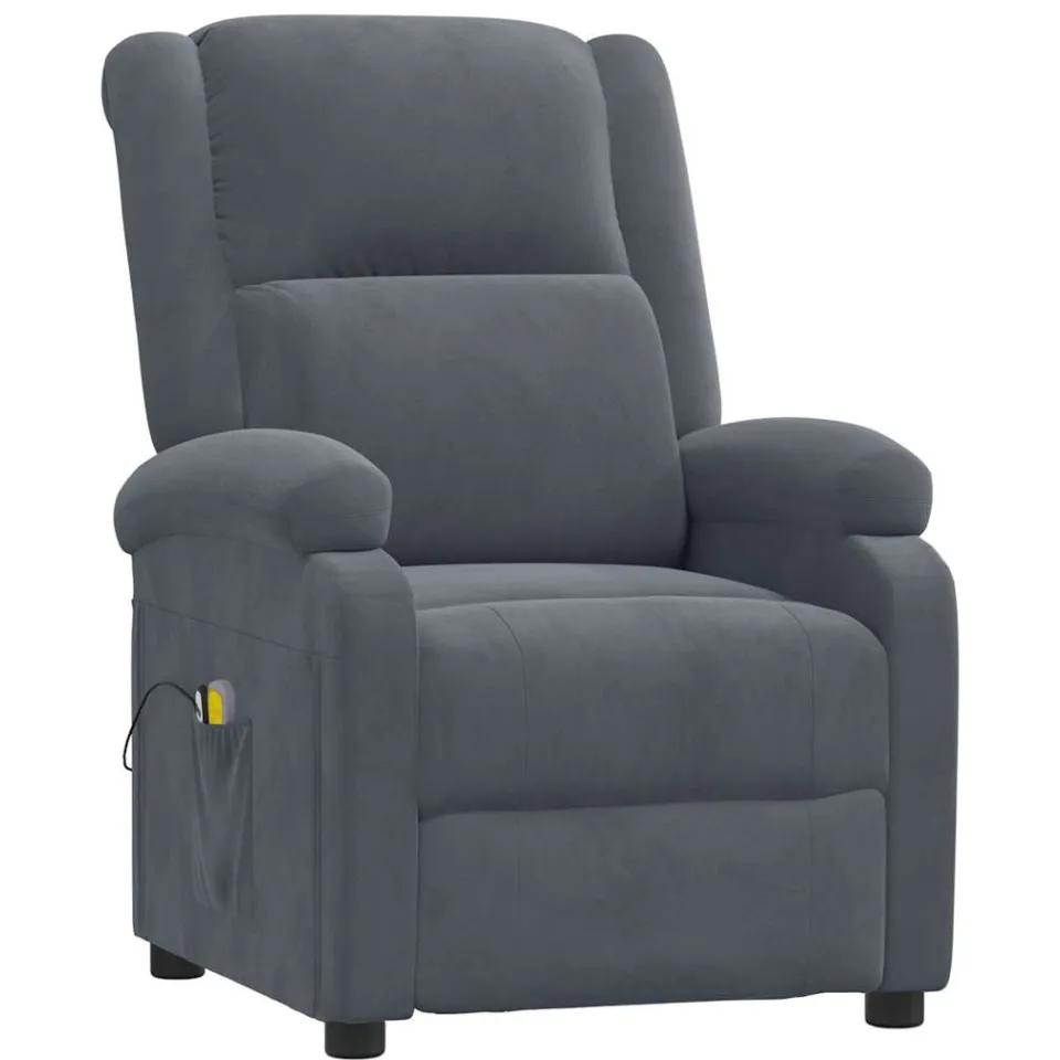 vidaXL Massagestoel elektrisch fluweel donkergrijs