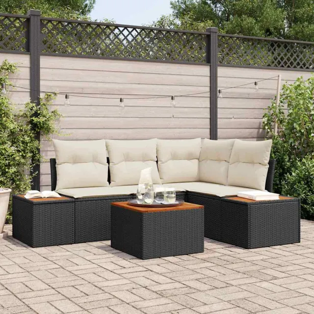 vidaXL Tuinbankenset 5 st Zwart Poly riet, foto 2