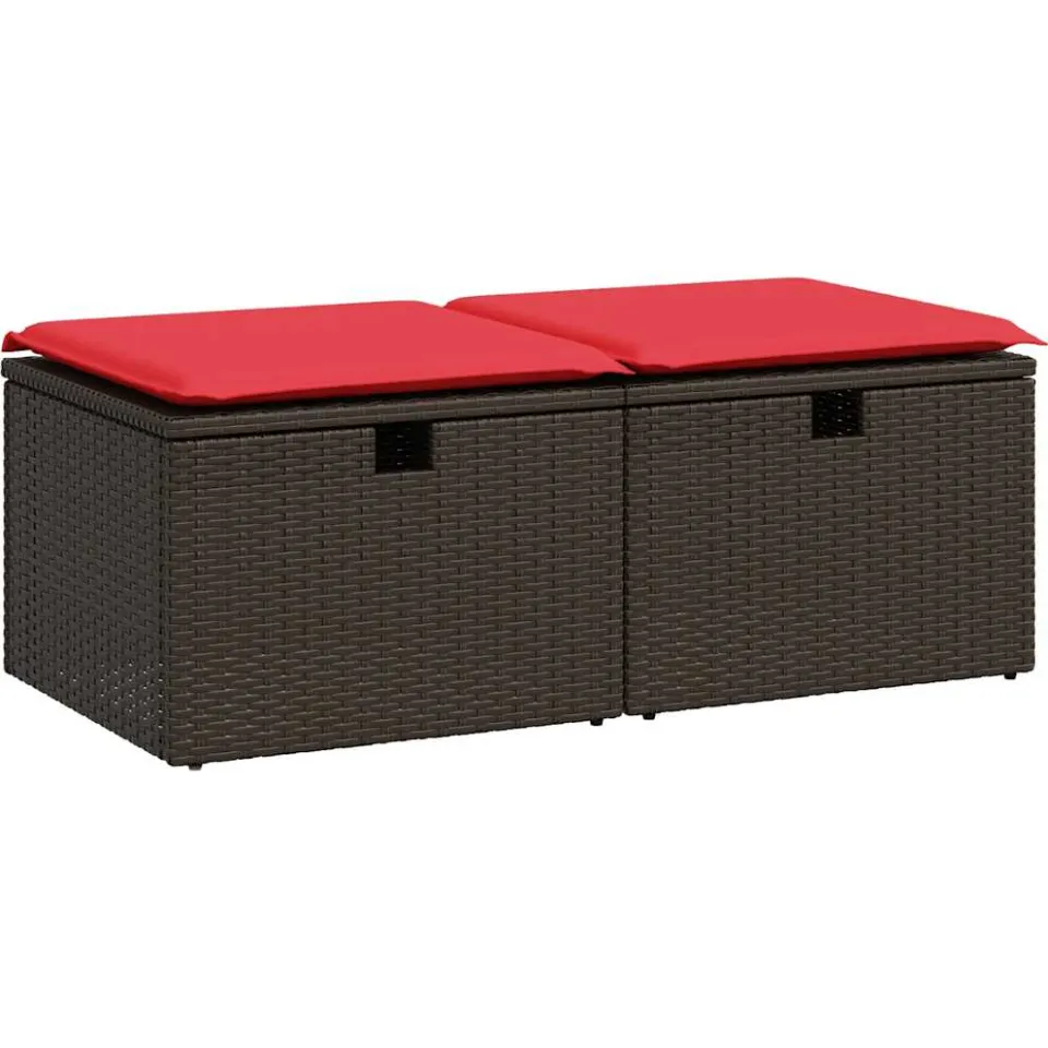 vidaXL 2-delige Loungeset met kussens poly rattan acacia bruin