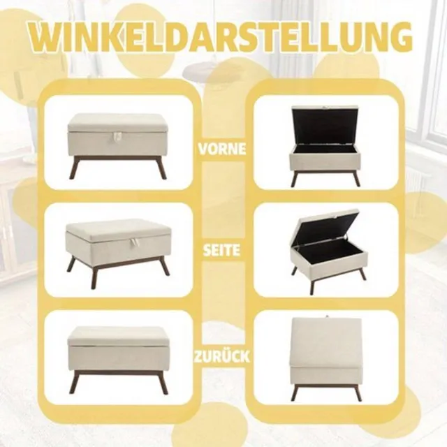 Corenia Opbergpoef – Poef – Opbergkist – Zitpoef – Voetenbank – Mid-Century Modern Design – Multifunctioneel Met Opbergruimte – Koffietint Microfiber