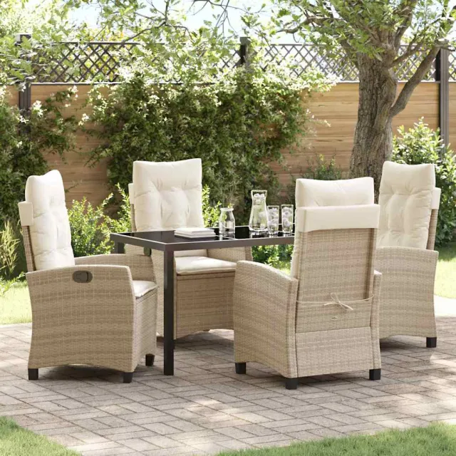 vidaXL Tuin eettafelset 5 st Beige poly rattan, foto 2