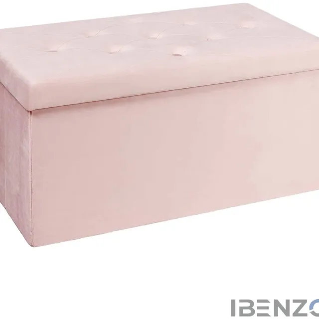 Ibenzoa Zitbank met Opbergruimte - Fluwelen Stof - 80x40x40 cm - Roze