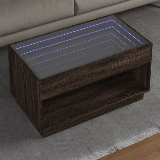 vidaXL Salontafel met Infinity LED 90x50x50 cm bruin eikenkleurig, foto 2