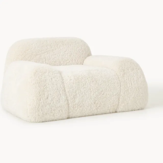 Westwing Collection Teddy-loungestoel Wolke Wit