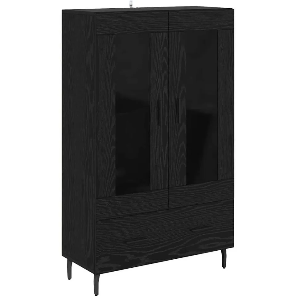 vidaXL Highboard Zwart Eiken 69,5 x 31 x 115 cm Bewerkt hout, foto 3
