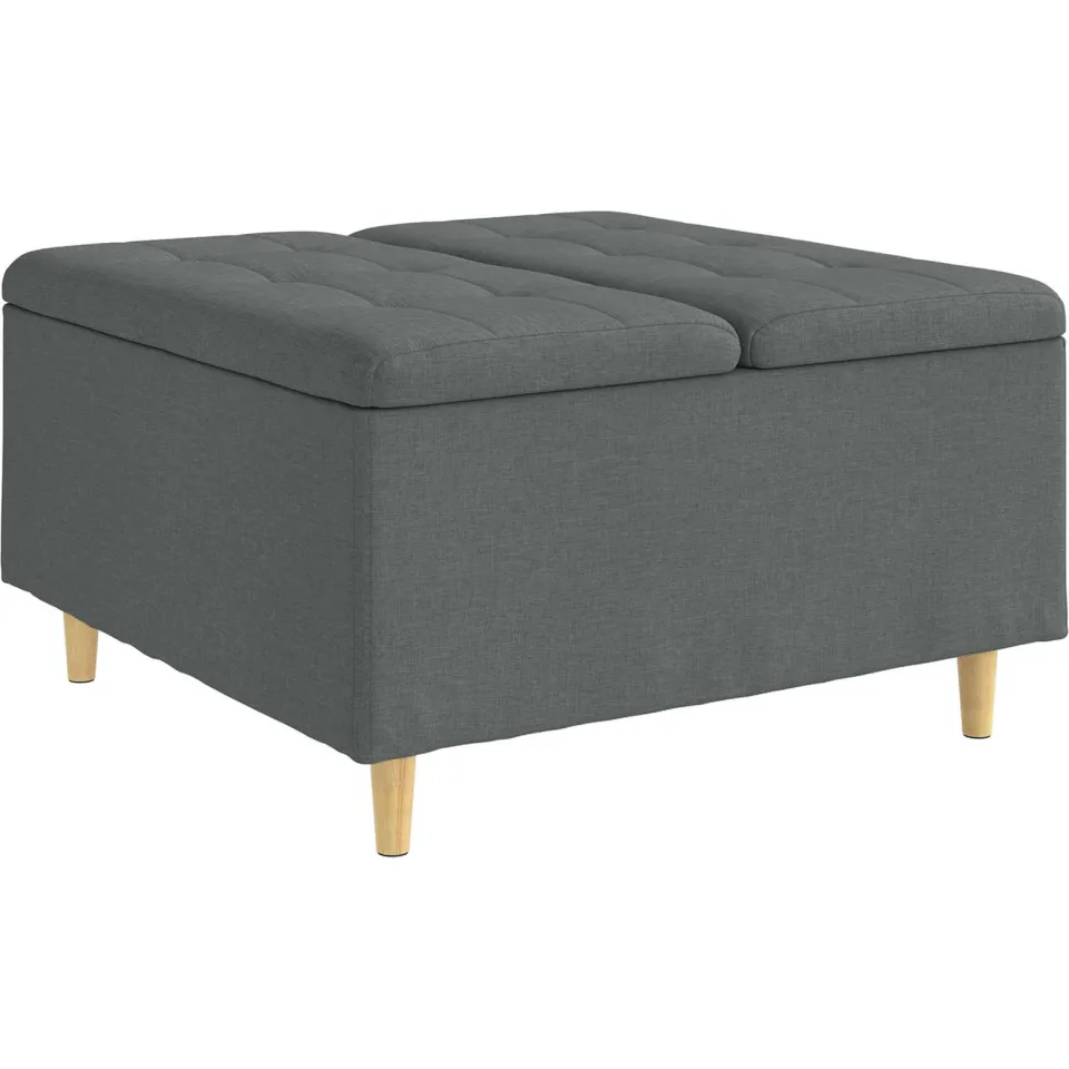 vidaXL Ottoman met Opbergruimte Donkergrijs 80 x 80 x 45 cm Stof grijs, foto 3