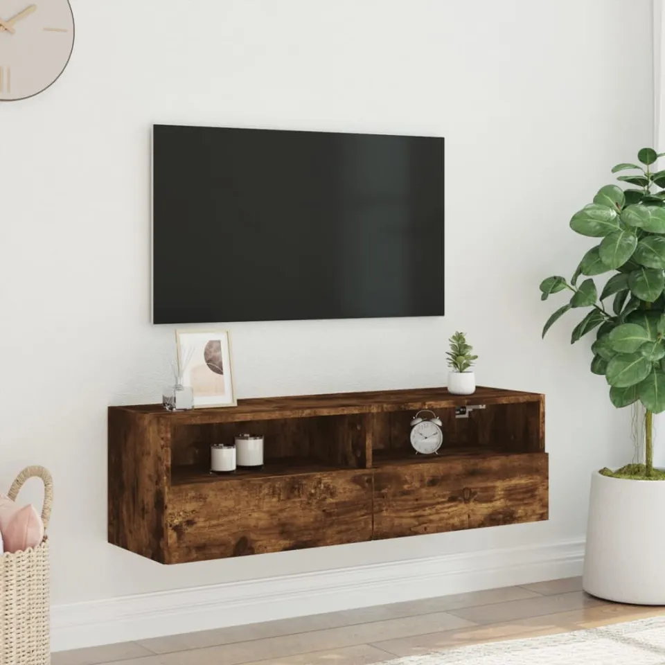 vidaXL Tv-wandmeubel 100x30x30 cm bewerkt hout gerookt eikenkleurig, foto 3