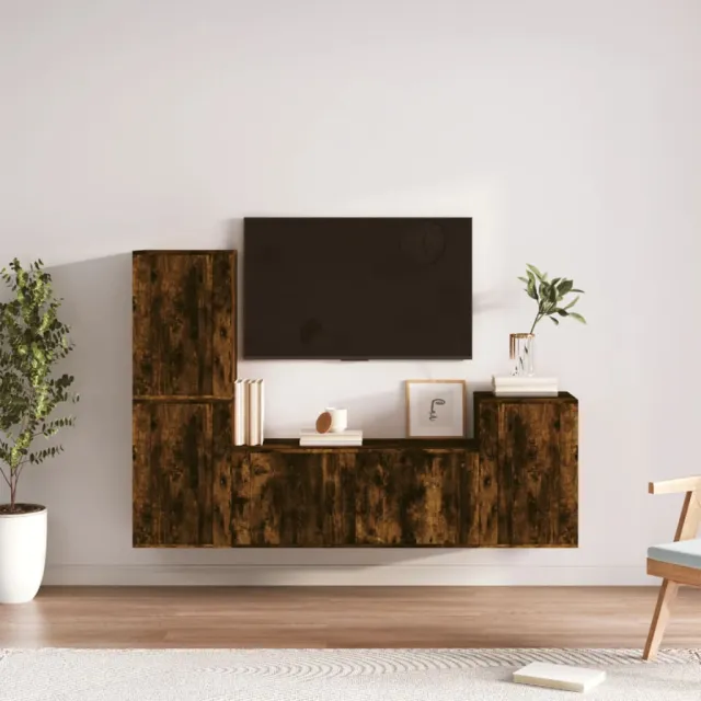vidaXL 4-delige Tv-meubelset bewerkt hout gerookt eikenkleurig, foto 2