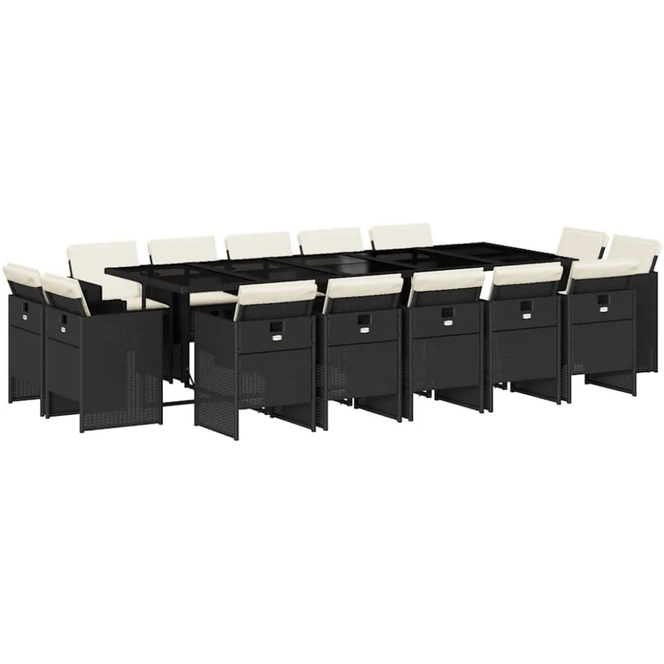 vidaXL 15-delige Tuinset met kussens poly rattan zwart, foto 4