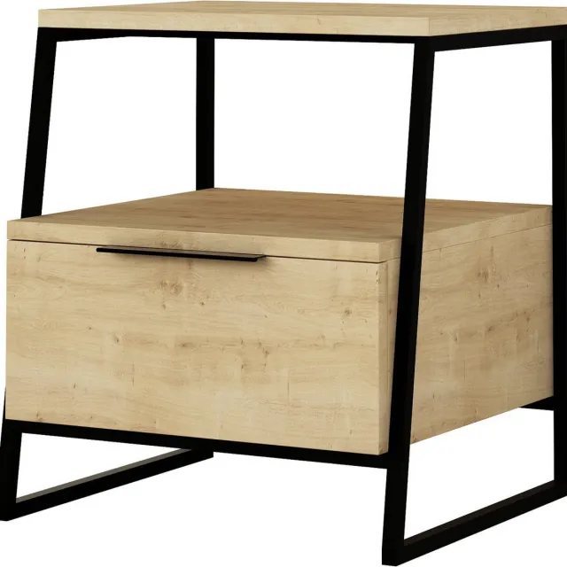Dimehouse Nachtkastje - Stijlvol Eiken Design - 45x50x40cm - Duurzaam Melamine