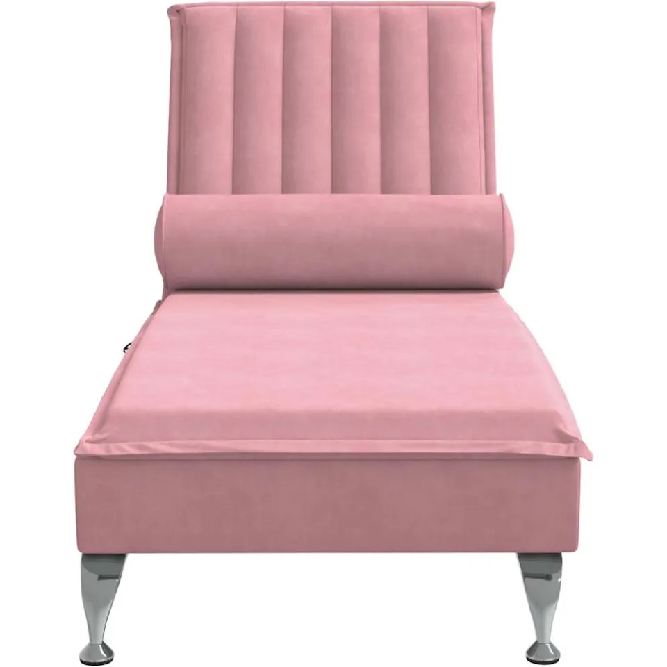 vidaXL Massage chaise longue met bolster fluweel roze, foto 4