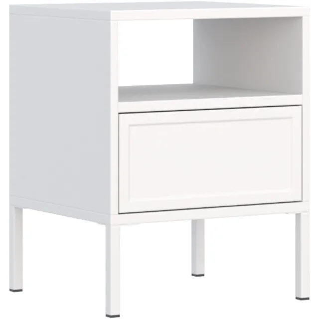 Selsey Velveto – nachtkastje met lade en open vak, wit, 45 cm
