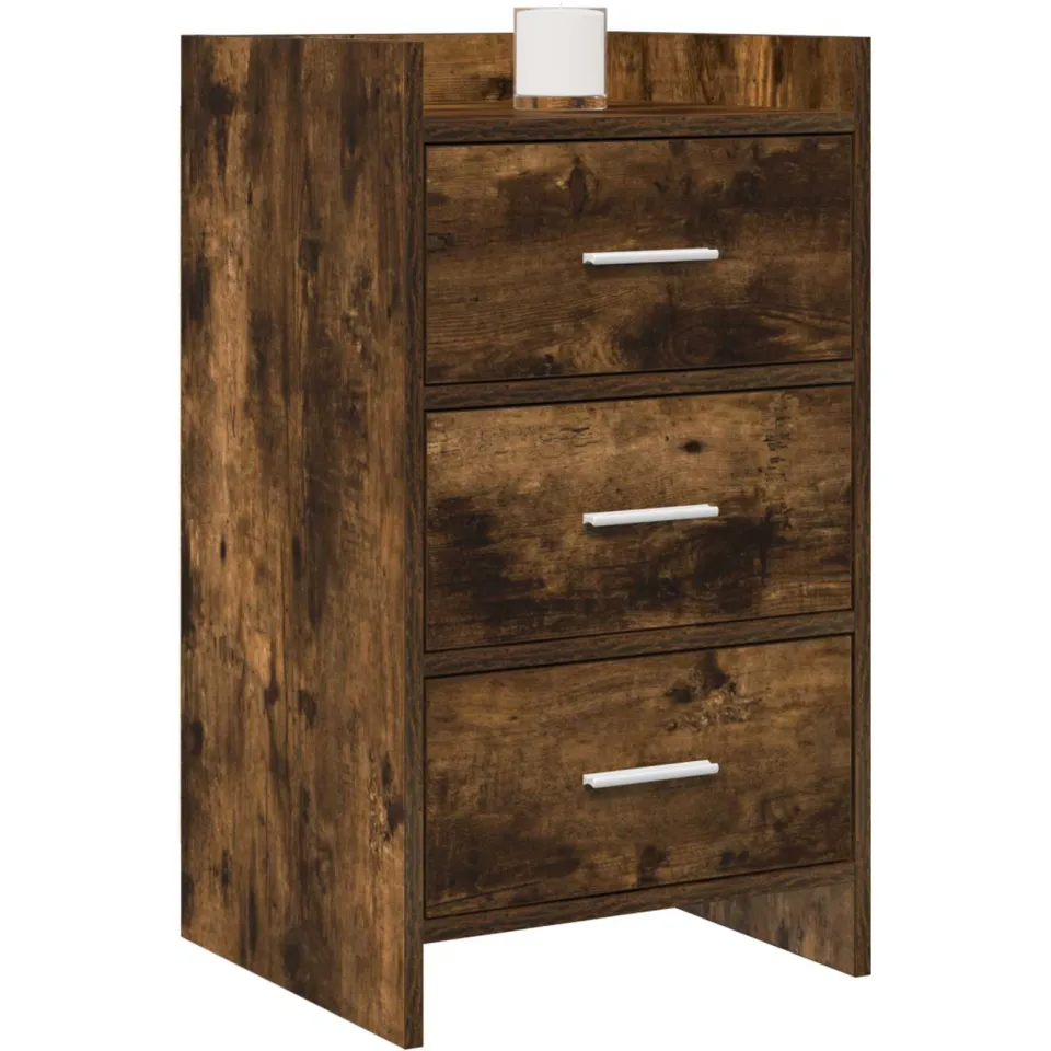 vidaXL Nachtkastjes Gerookt eiken 40 x 36 x 70 cm Bewerkt hout Bruin