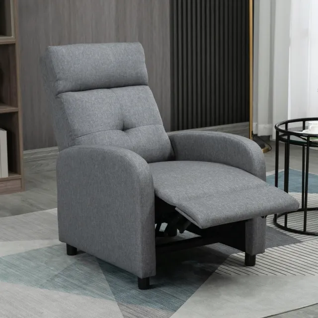 OKWISH Relaxfauteuil 67 X 87 X 98 Cm - Handmatig Verstelbaar Met Voetensteun Tot 155 Graden - Voor Woonkamer En Tv-Hoek - Polyester - Grijs