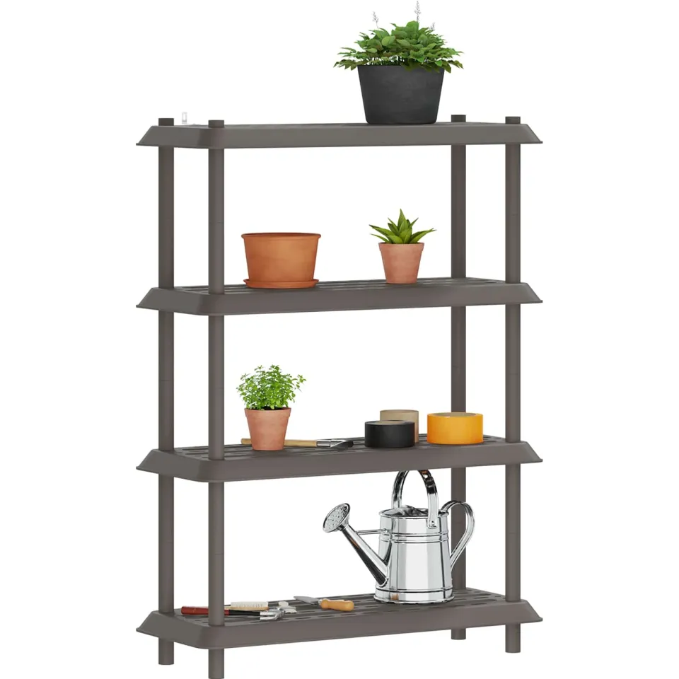 vidaXL Plankenunit 4-laags 100 x 40 x 136,5 cm PP Lichtgrijs, foto 3