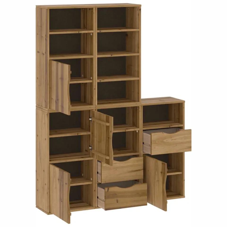 vidaXL Bijzetkasten 5 st "ODDA" 40x24x79 cm massief grenenhout bruin, foto 4