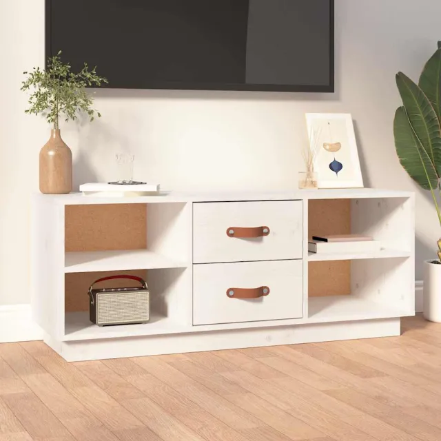 vidaXL Tv-meubel 100x34x40 cm massief grenenhout wit, foto 2
