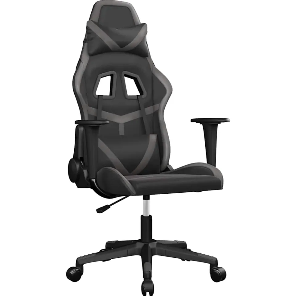 vidaXL Massage gamestoel kunstleer zwart en grijs, foto 3